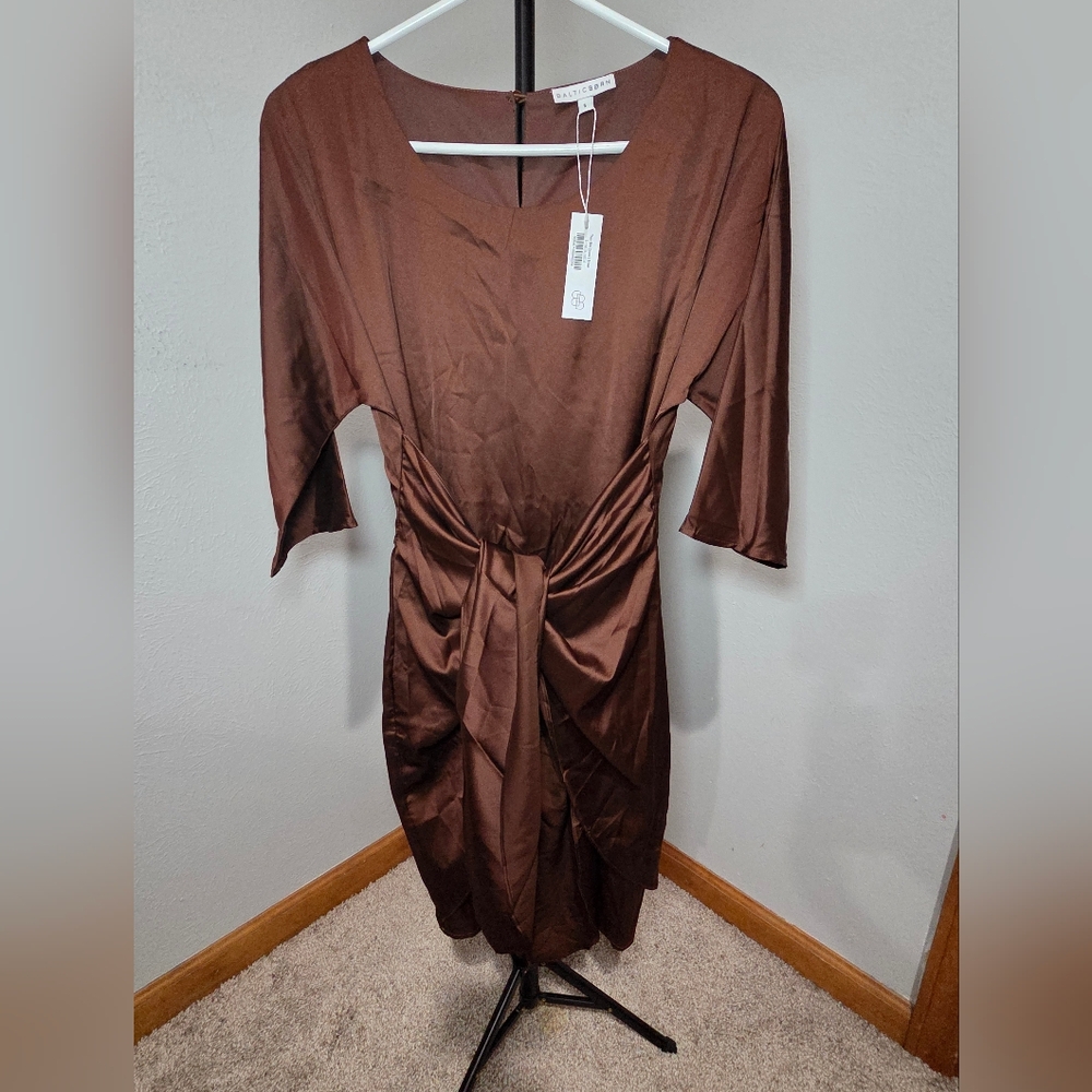 The Baltic Born Theo Mini Dress Brown Small